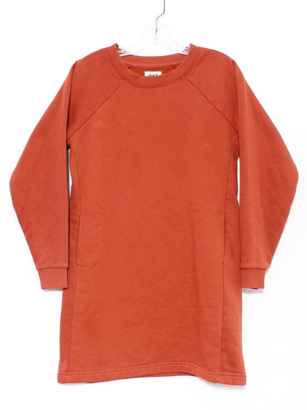 Pact Courtside Pullover Long Sleeve Sweatshirt Dress in Orange, Size XS